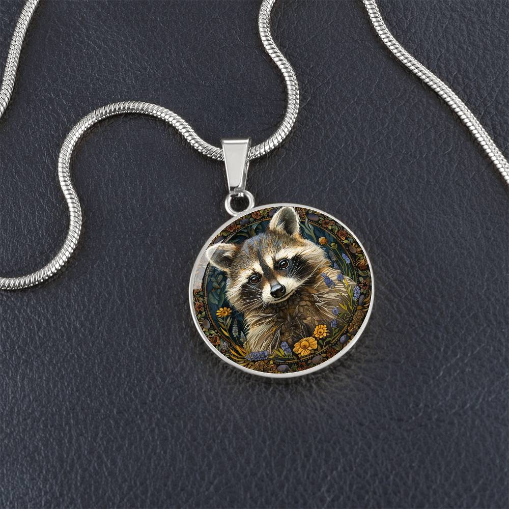 The Wildflowers Raccoon Circle Pendant Necklace