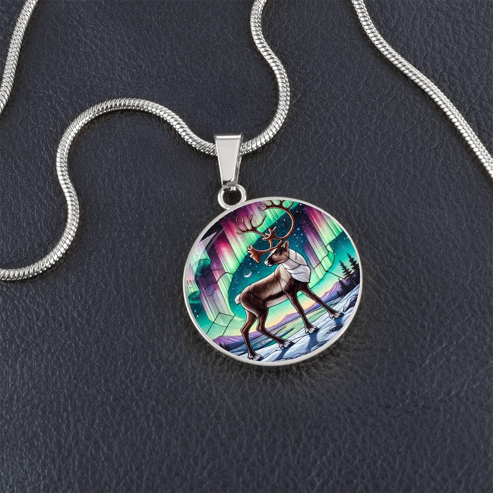 The Northern Lights Caribou Circle Pendant Necklace