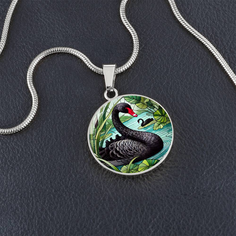 The Black Swan Circle Pendant Necklace