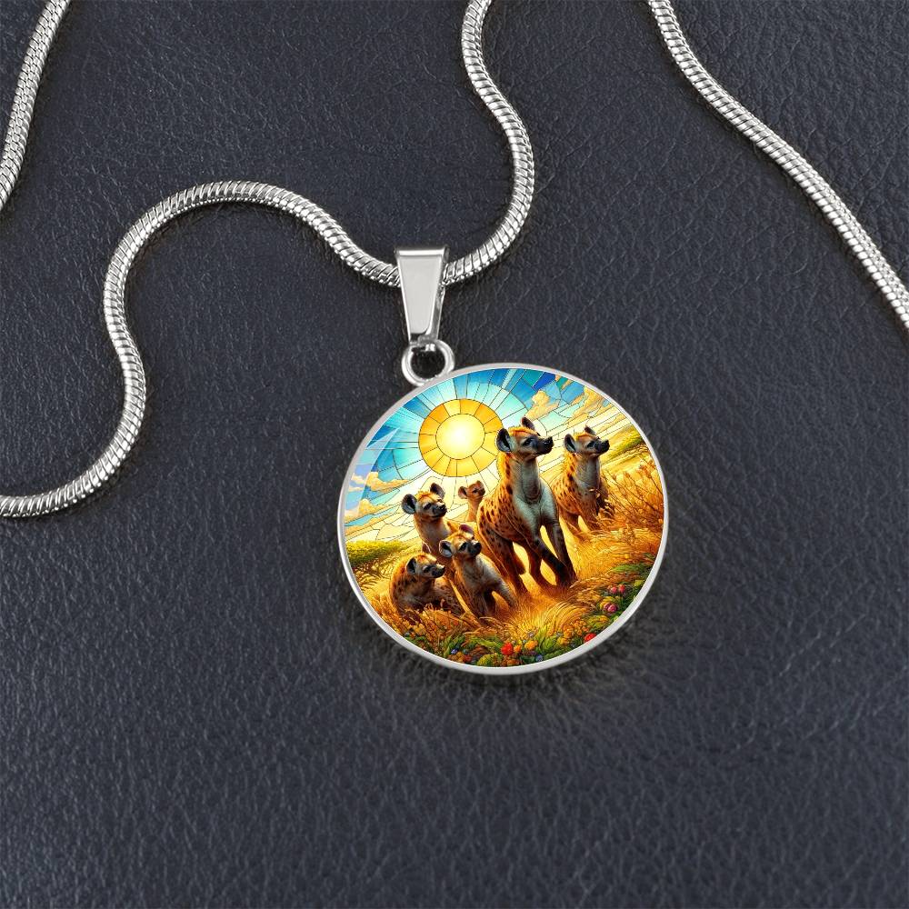 The Hyena Family Circle Pendant Necklace