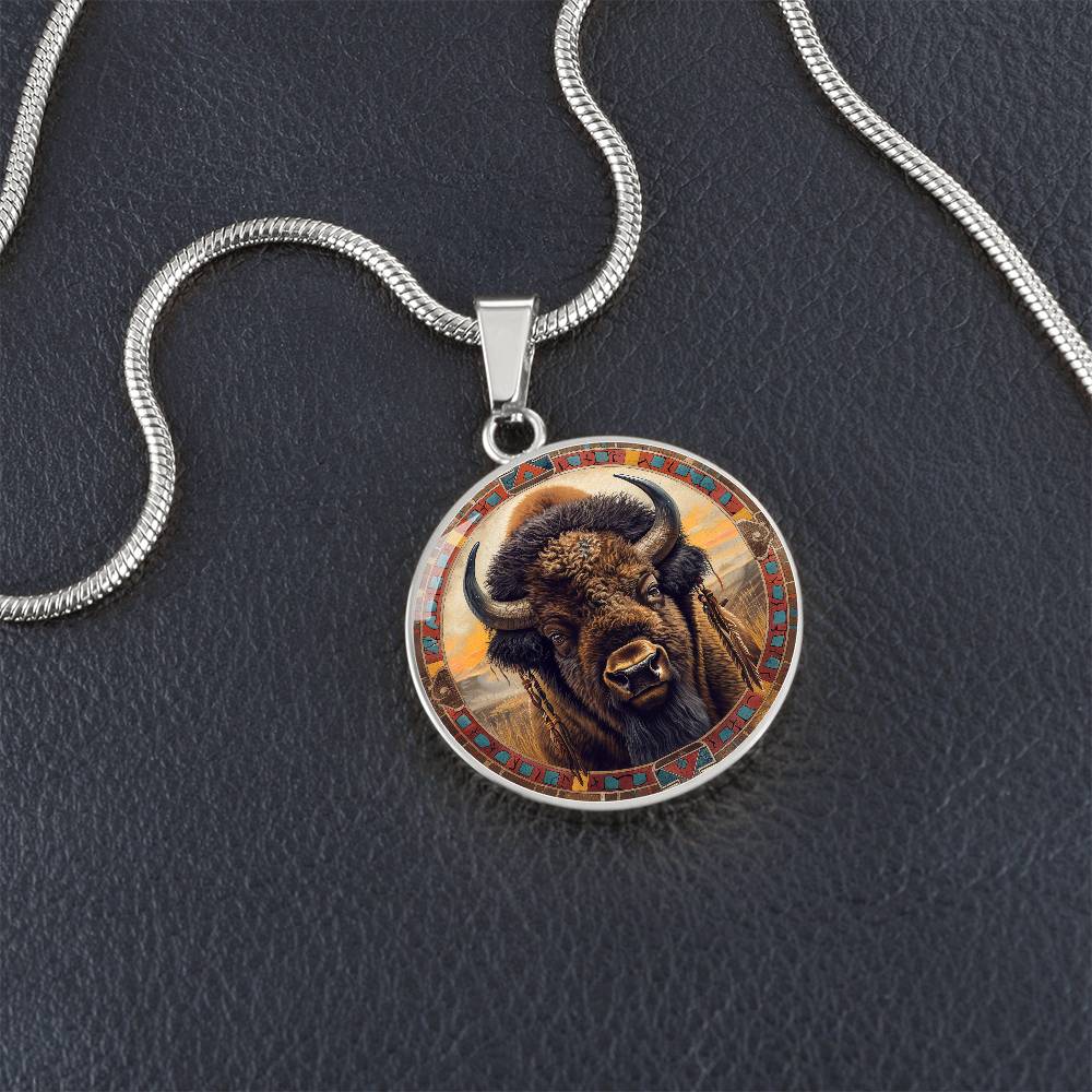 The Sacred Bison Circle Pendant Necklace