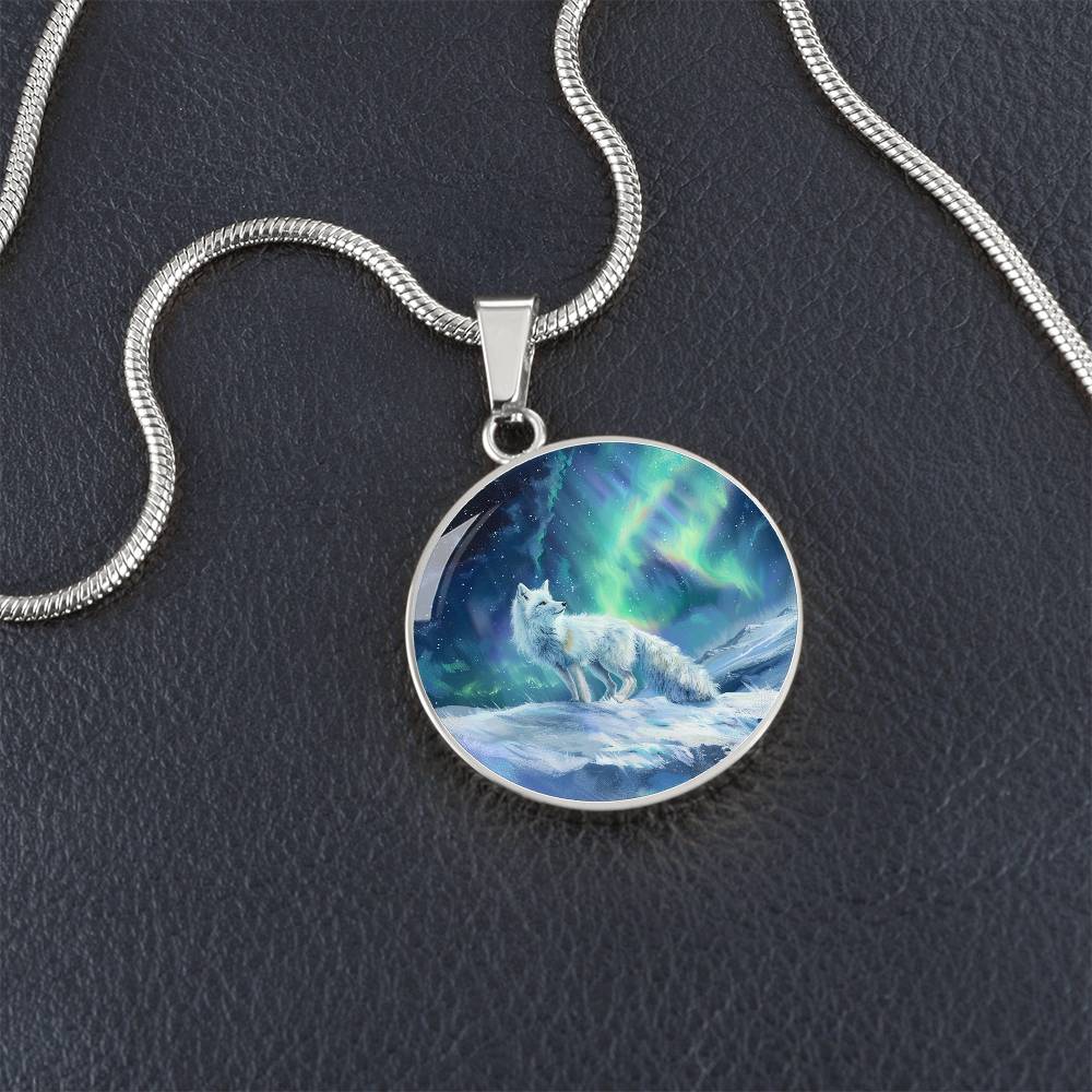 The Aurora Fox Circle Pendant Necklace