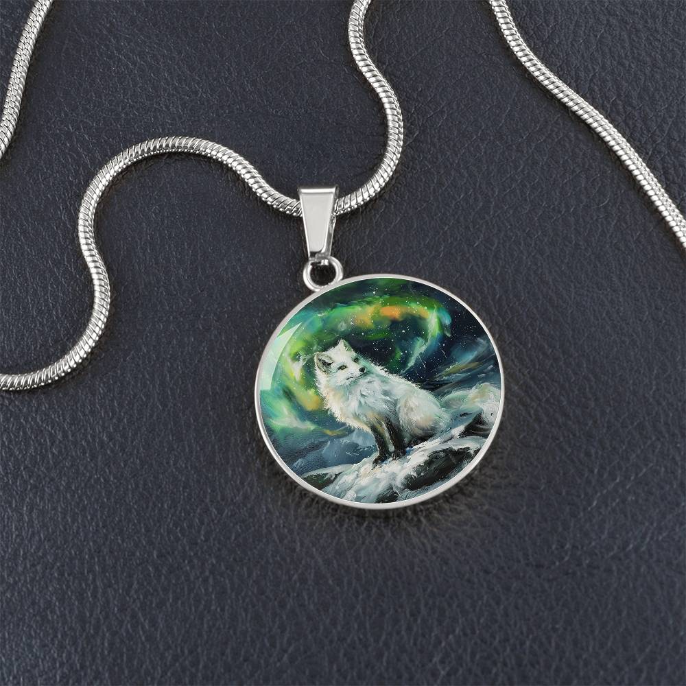 The Arctic Fox Circle Pendant Necklace