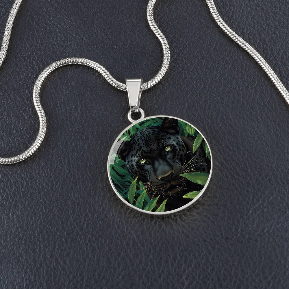 The Jungle Panther Circle Pendant Necklace