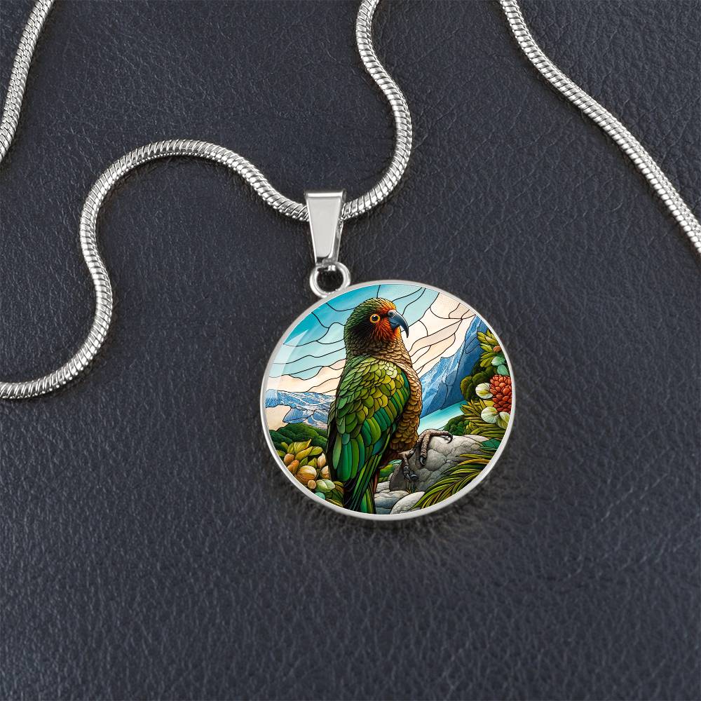 The Kea Parrot Circle Pendant Necklace