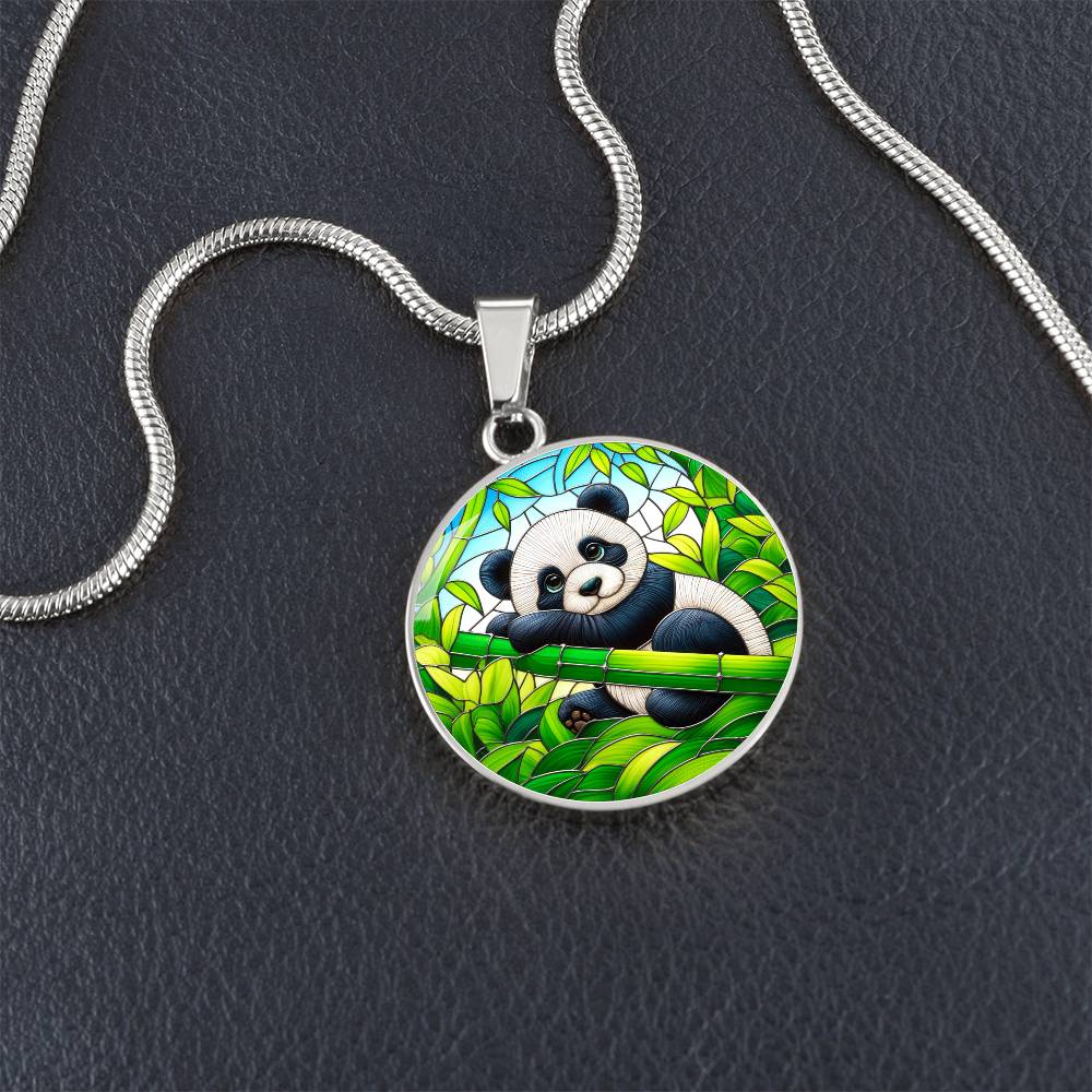 The Baby Panda Circle Pendant Necklace