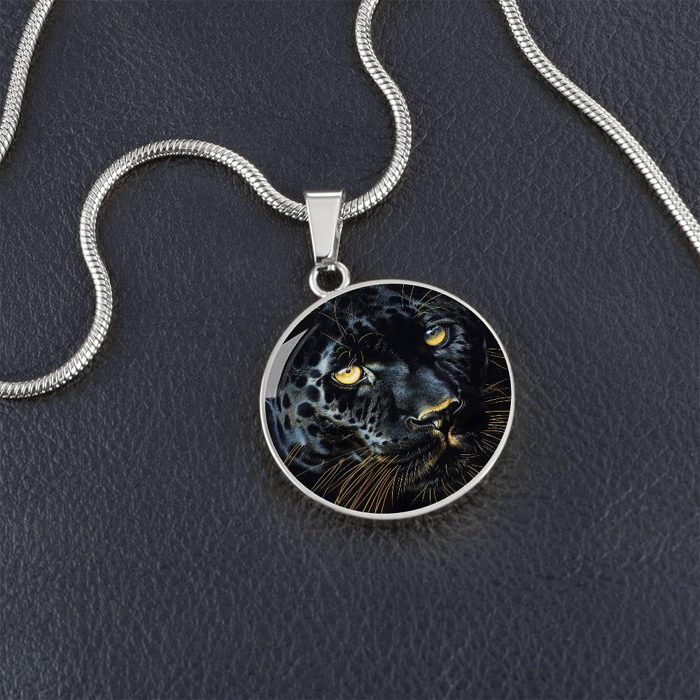 The Enigmatic Panther Circle Pendant Necklace