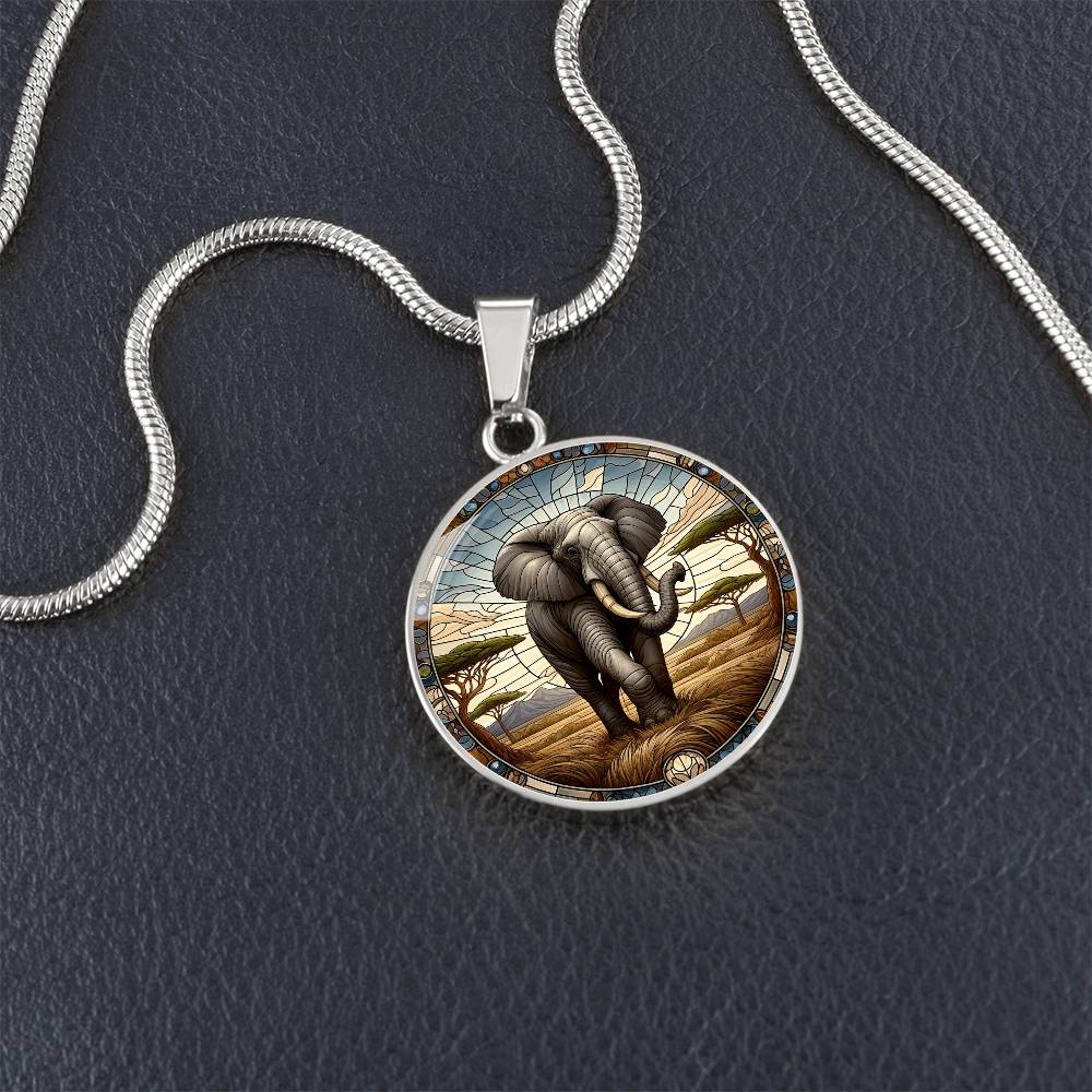 The Majestic Elephant Circle Pendant Necklace