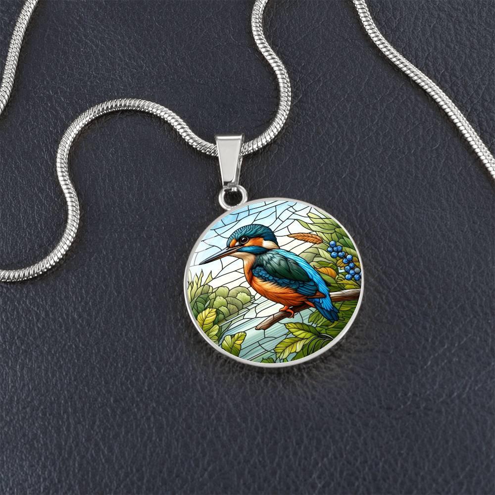 The Majestic Kingfisher Circle Pendant Necklace