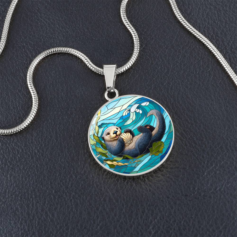 The Sea Otter Circle Pendant Necklace