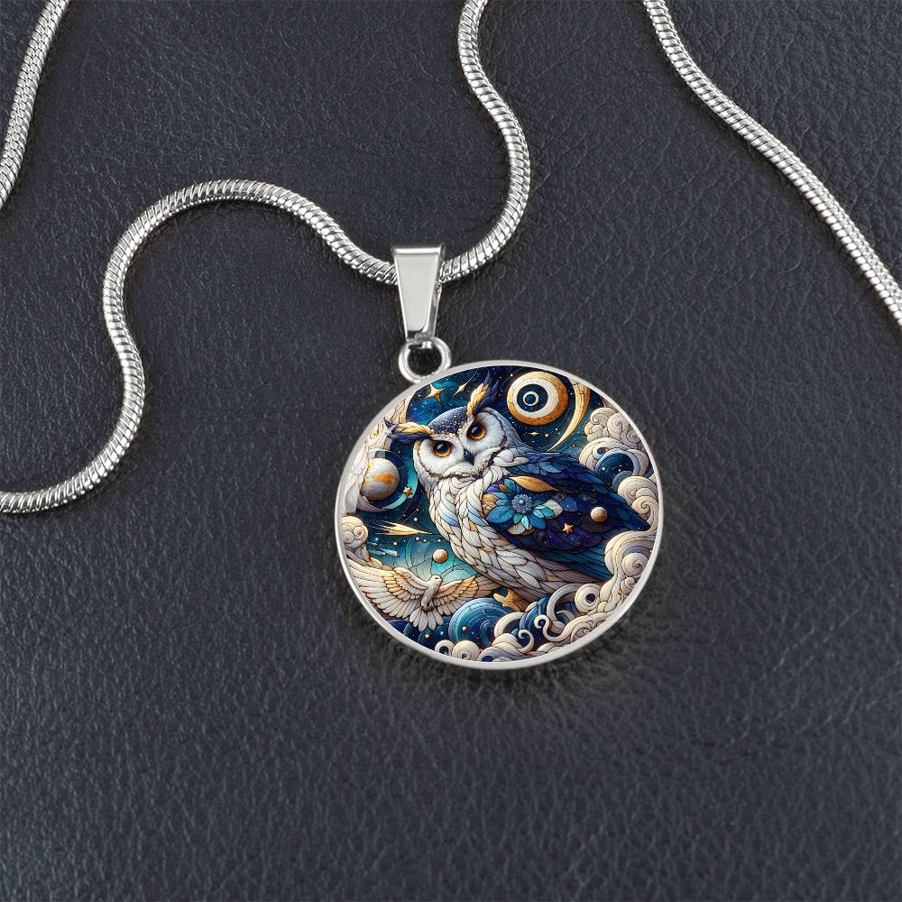 The Celestial Owl Circle Pendant Necklace