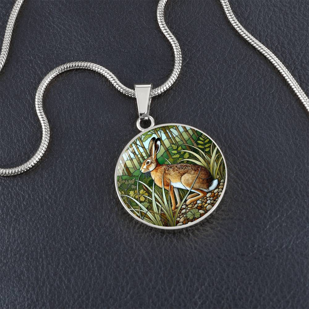 The Forest Hare Circle Pendant Necklace