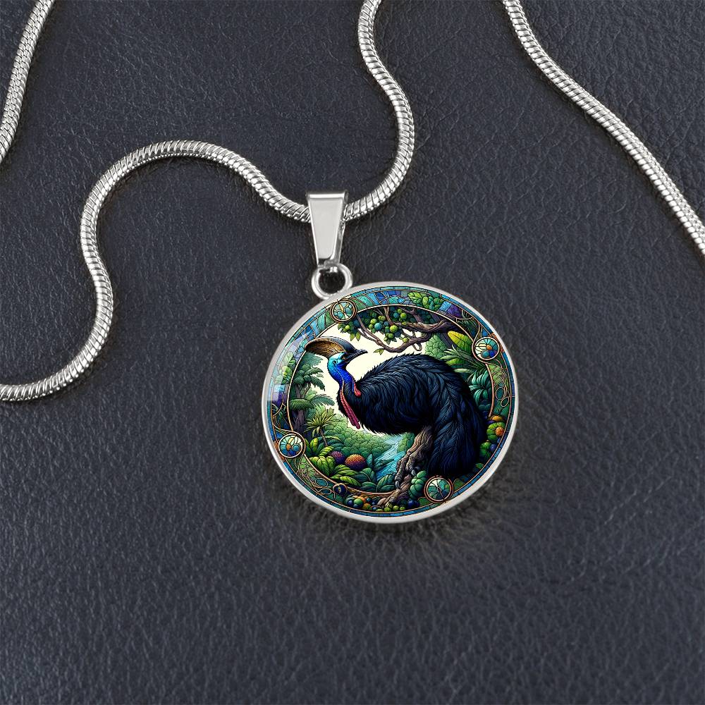 The Cassowary Bird Circle Pendant Necklace