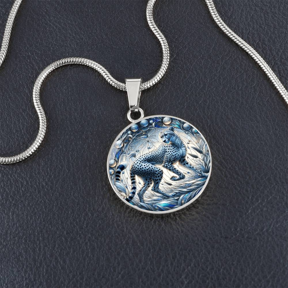 The Celestial Cheetah Circle Pendant Necklace