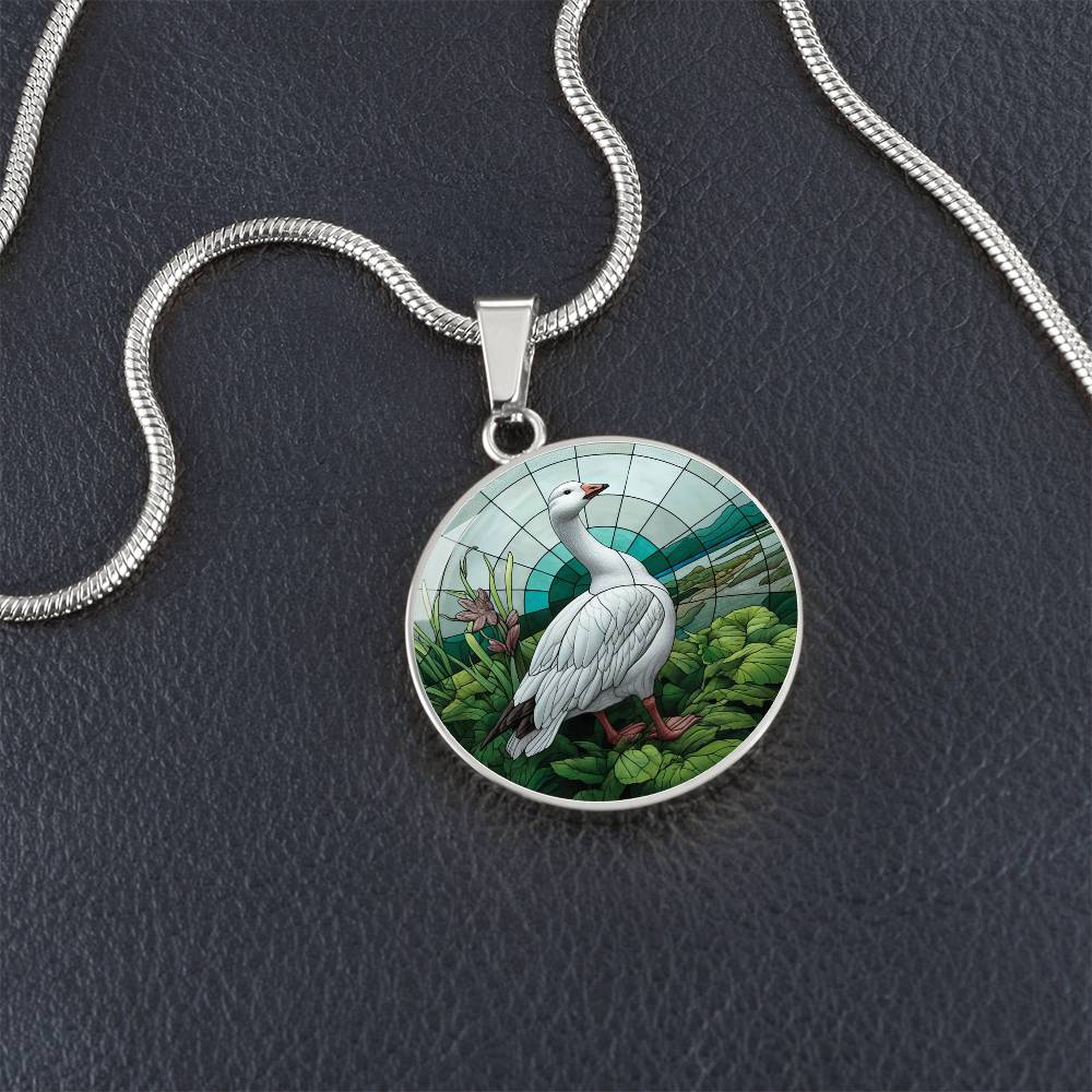 The Snow Goose Circle Pendant Necklace