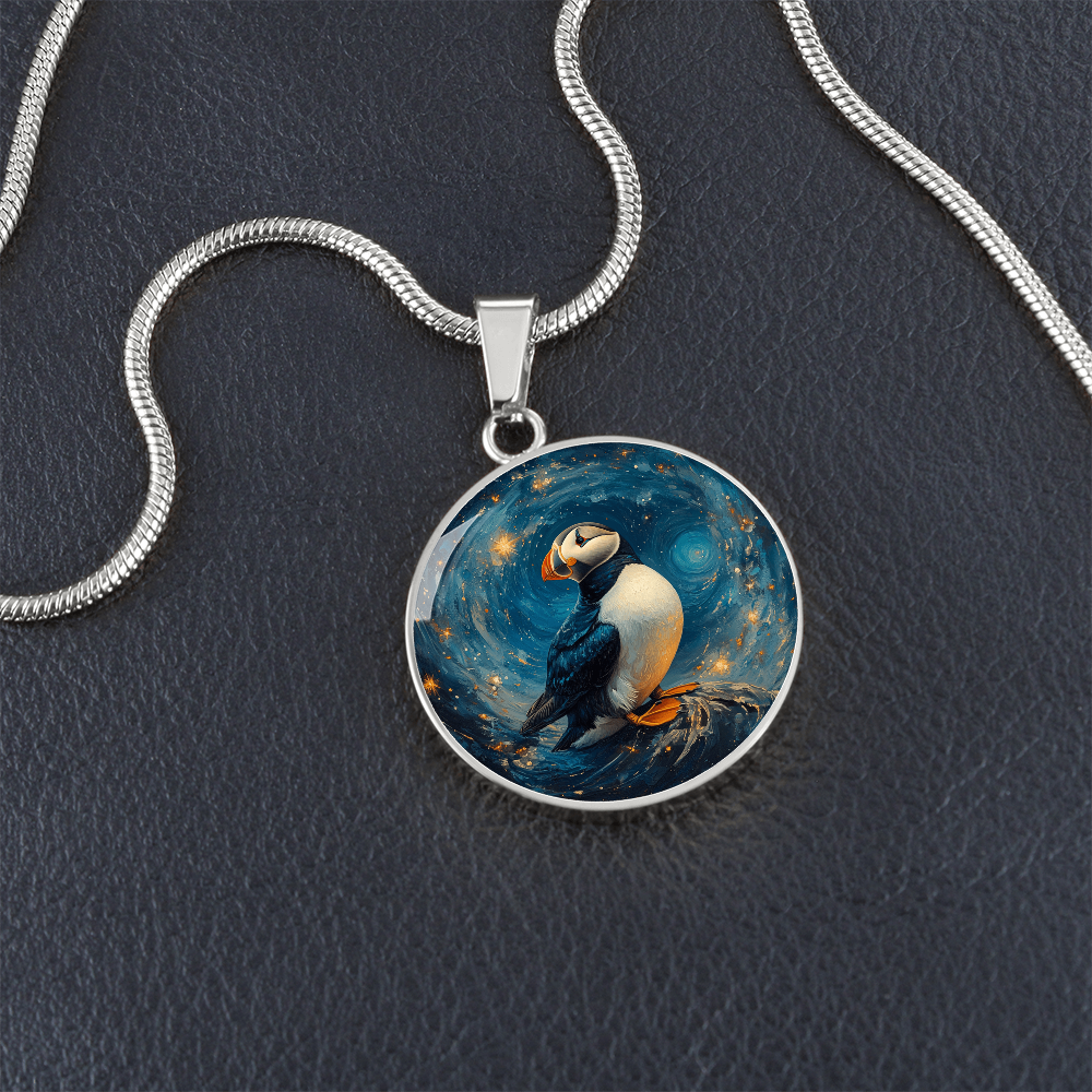 The Spirit Puffin Circle Pendant Necklace