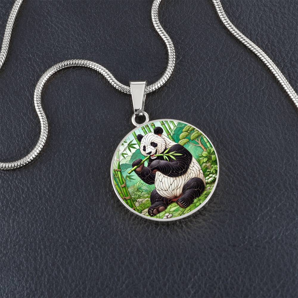 The Bamboo Panda Circle Pendant Necklace