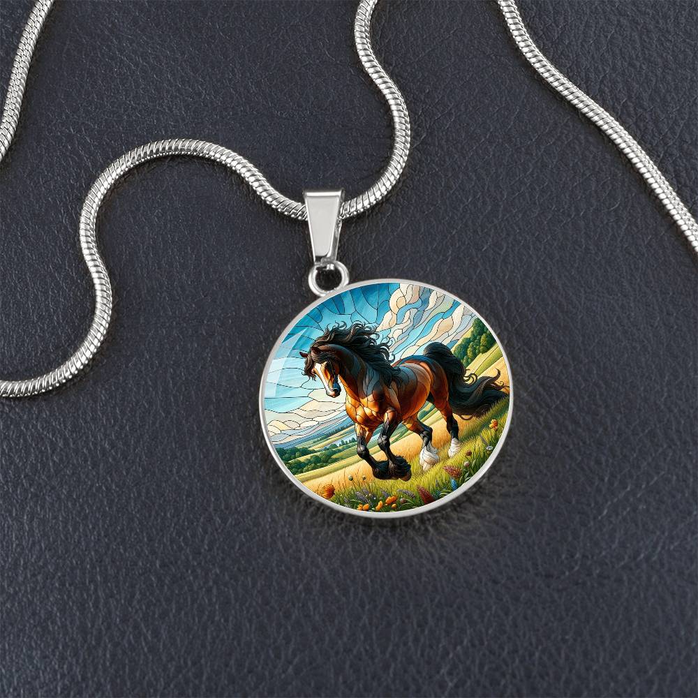 The Majestic Stallion Circle Pendant Necklace