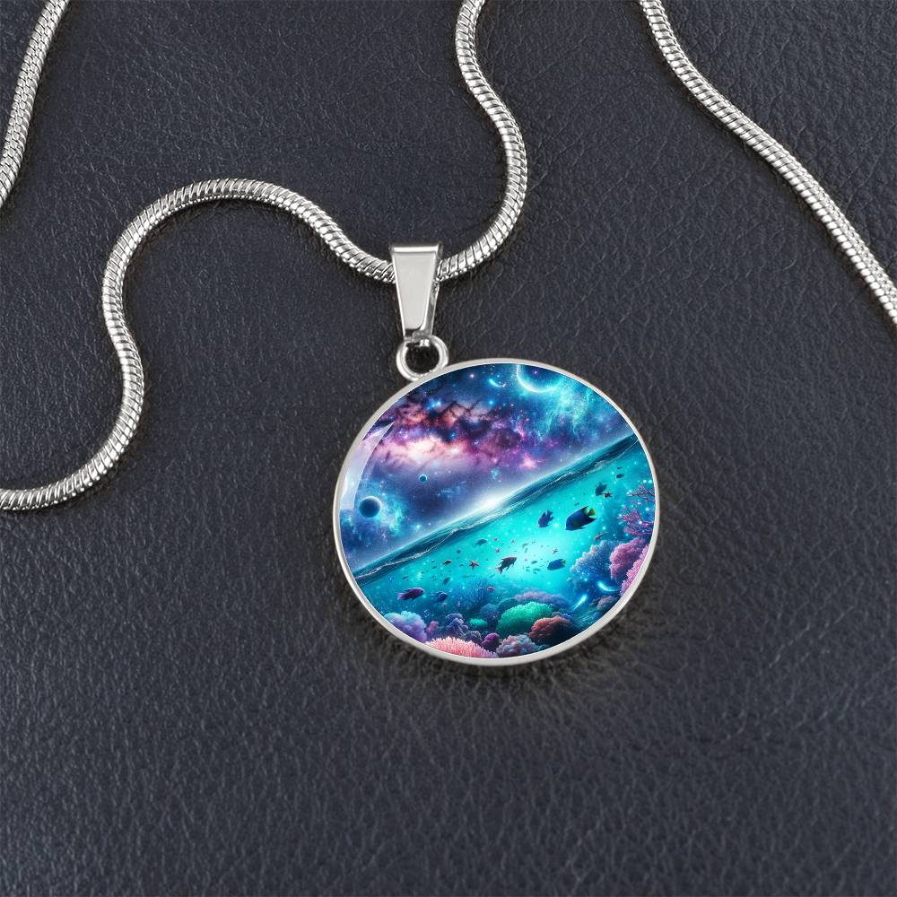 The Cosmic Coral Reef Circle Pendant Necklace