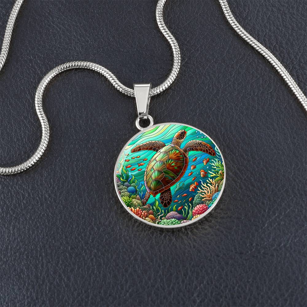 The Sea Turtle Reef Circle Pendant Necklace