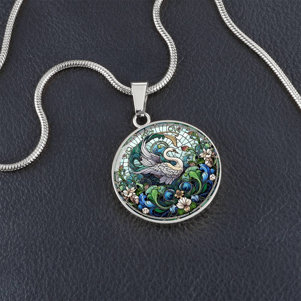 The Garden Swan Circle Pendant Necklace