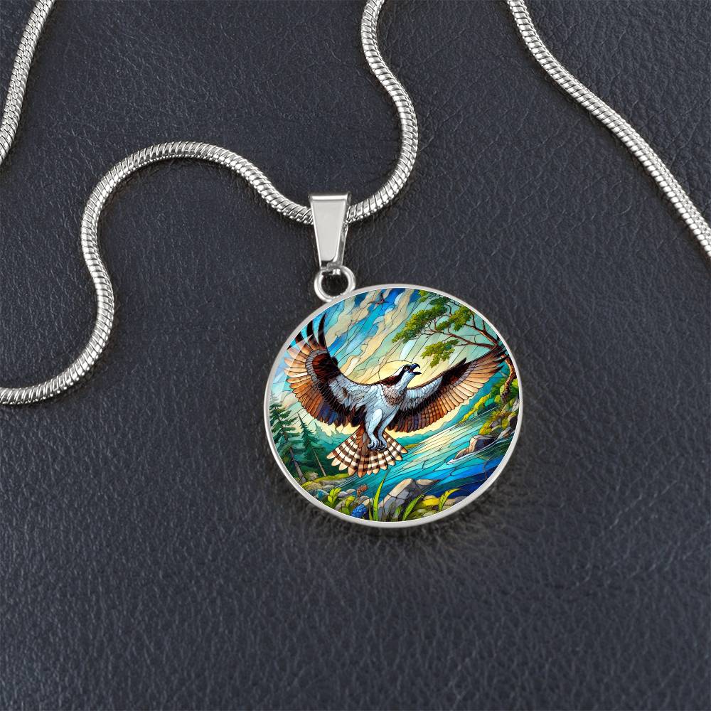 The Osprey Bird Circle Pendant Necklace