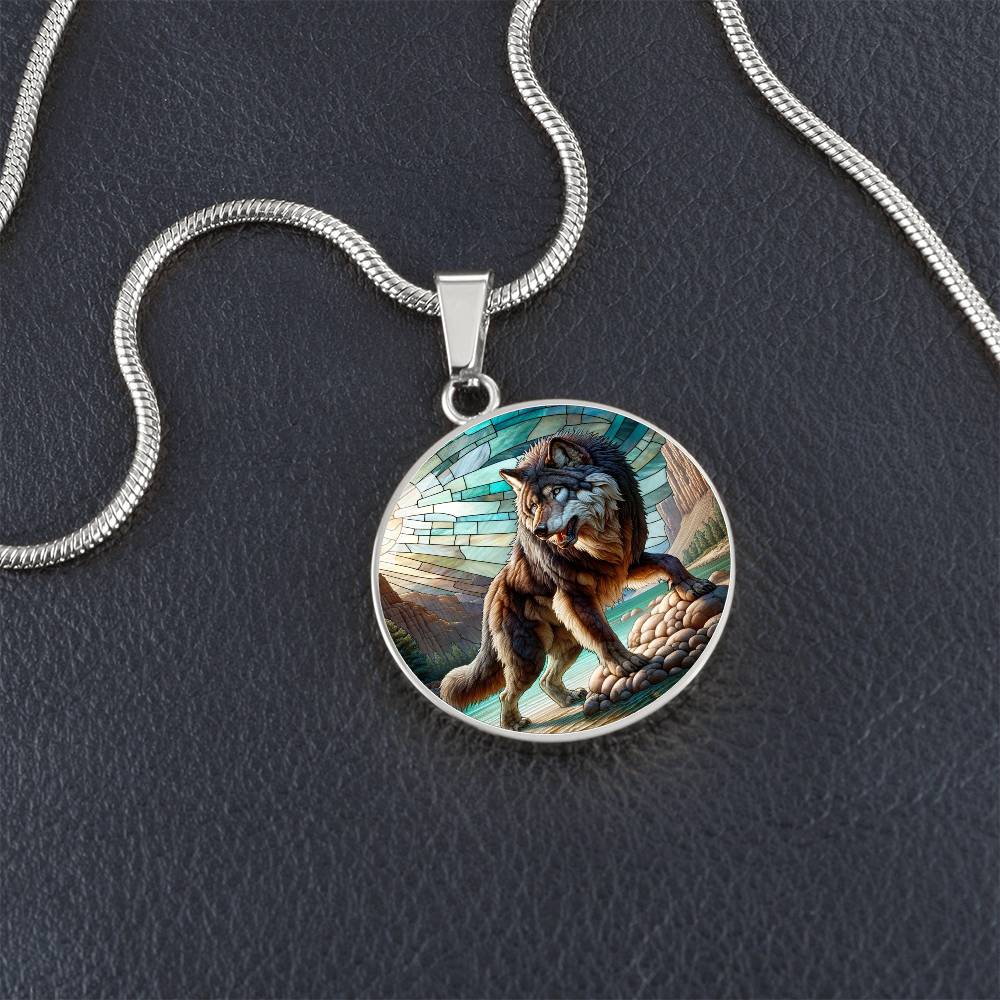 The Dire Wolf Circle Pendant Necklace