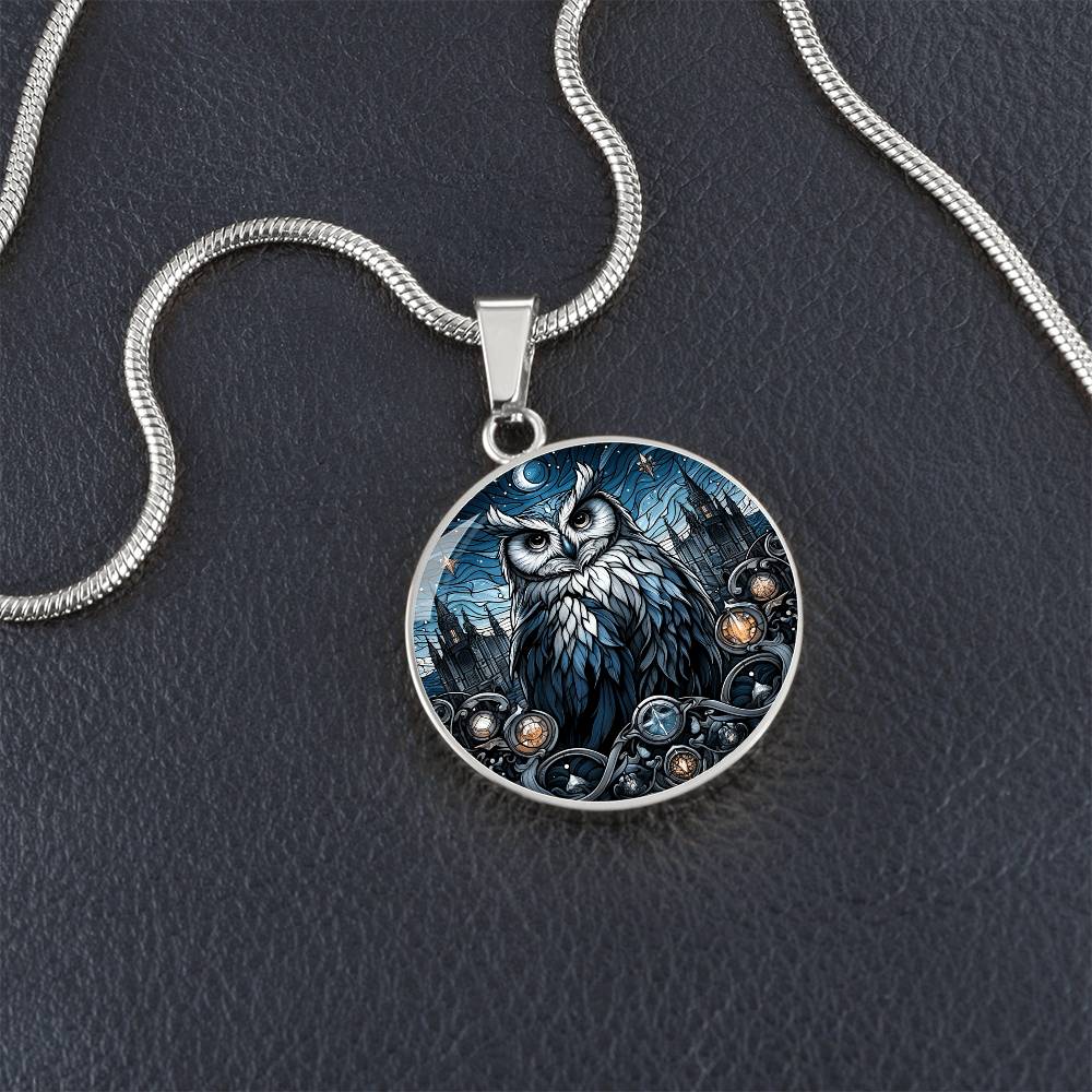 The Cathedral Owl Circle Pendant Necklace