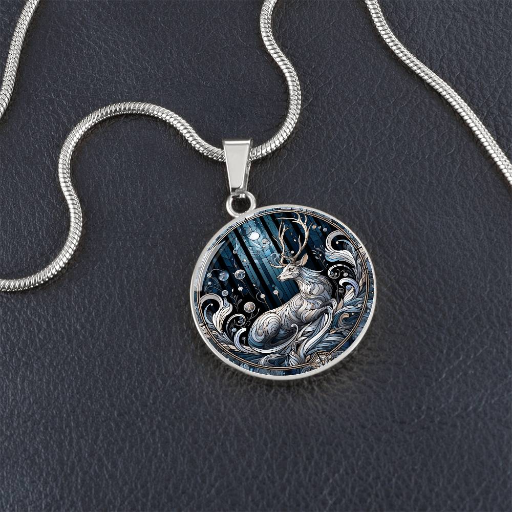 The Celestial Deer Circle Pendant Necklace