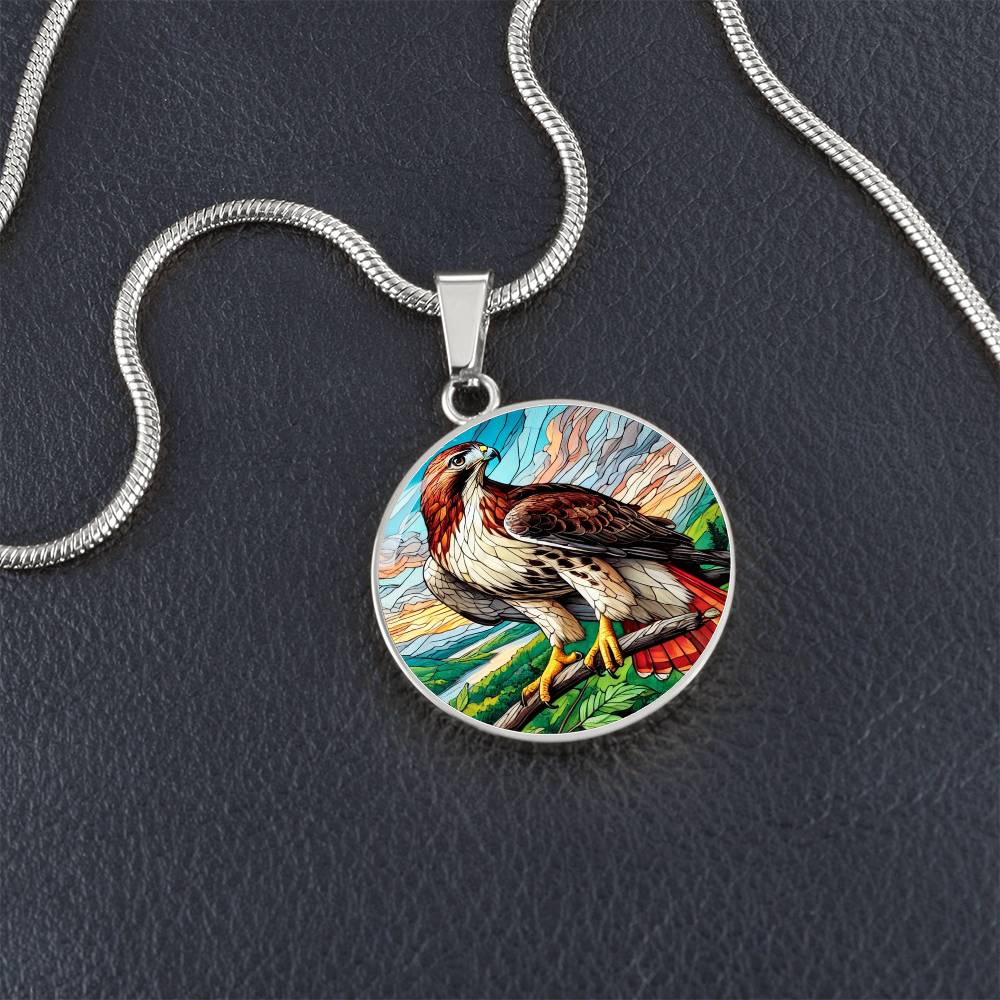 The Red-tailed Hawk Circle Pendant Necklace