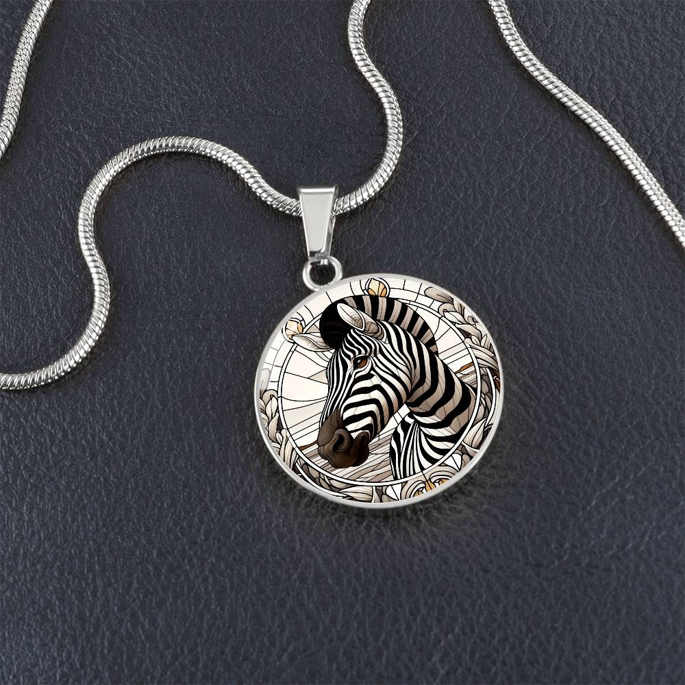 The Zebra Circle Pendant Necklace