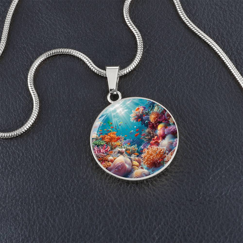 The Colorful Reef Circle Pendant Necklace