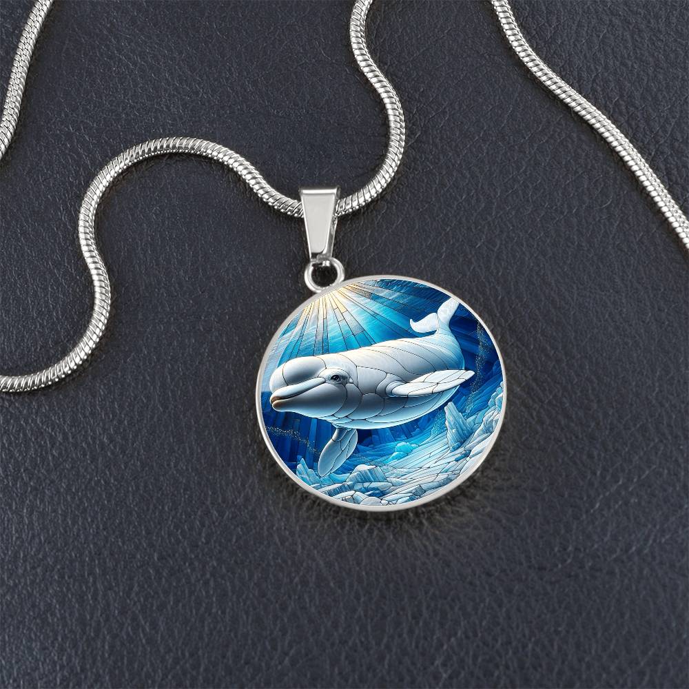 The Beluga Whale Circle Pendant Necklace