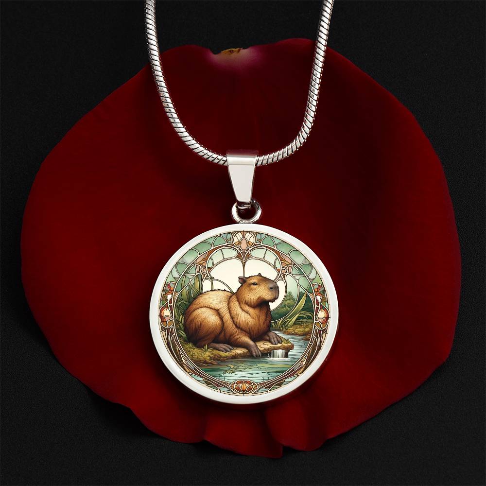 The Capybara Circle Pendant Necklace