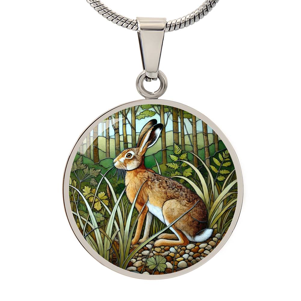 The Forest Hare Circle Pendant Necklace