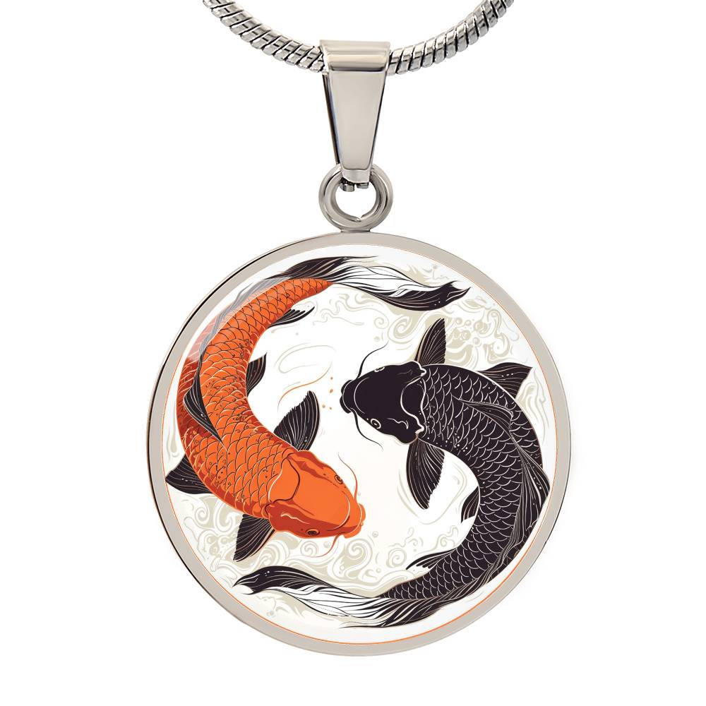 The Koi Pair Circle Pendant Necklace