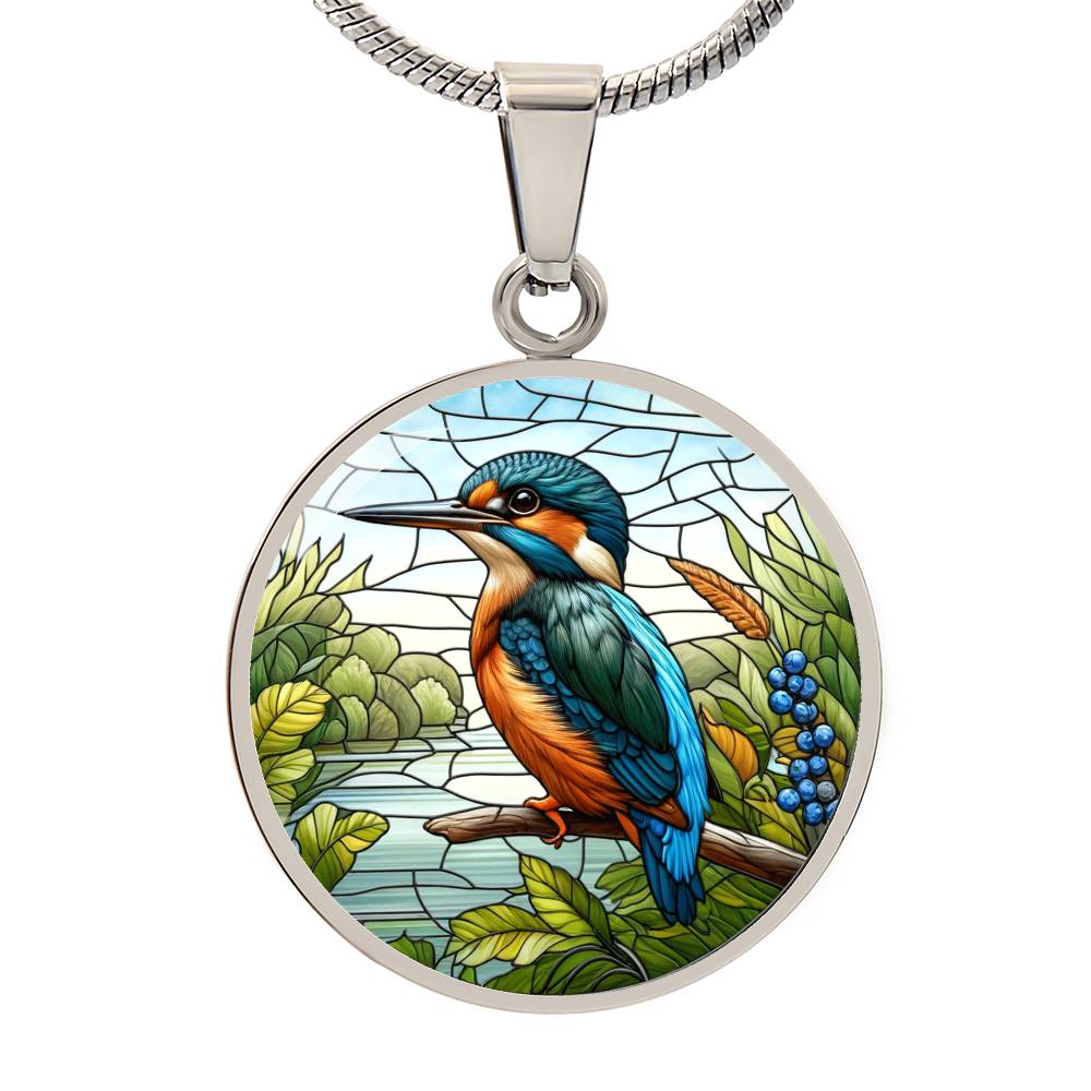 The Majestic Kingfisher Circle Pendant Necklace