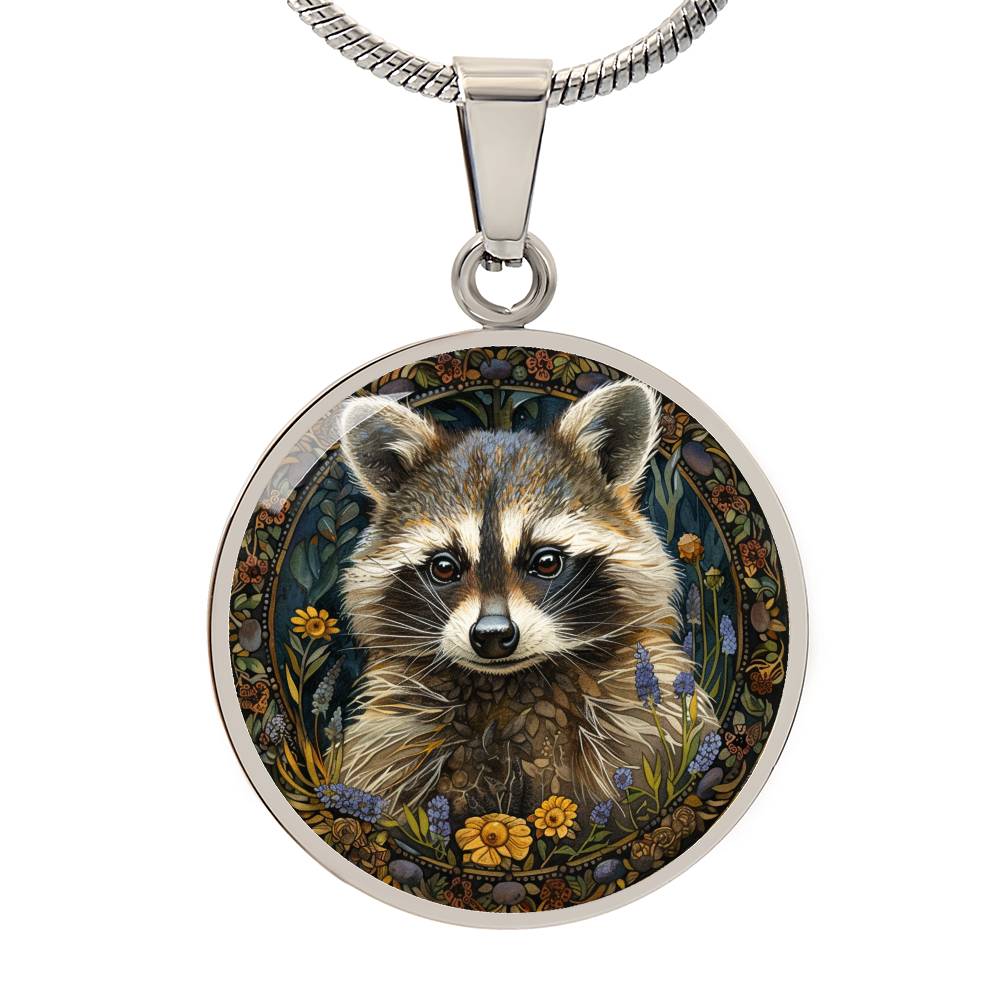 The Wildflowers Raccoon Circle Pendant Necklace