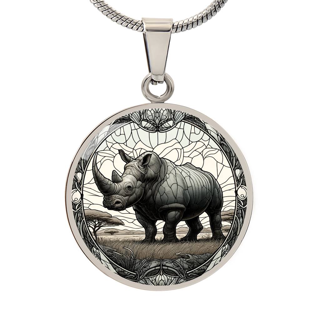 The Rhinoceros Circle Pendant Necklace