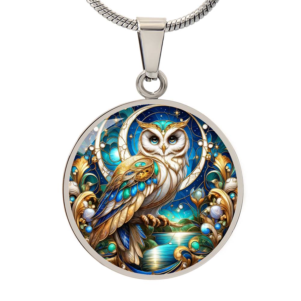 The Golden Owl Circle Pendant Necklace