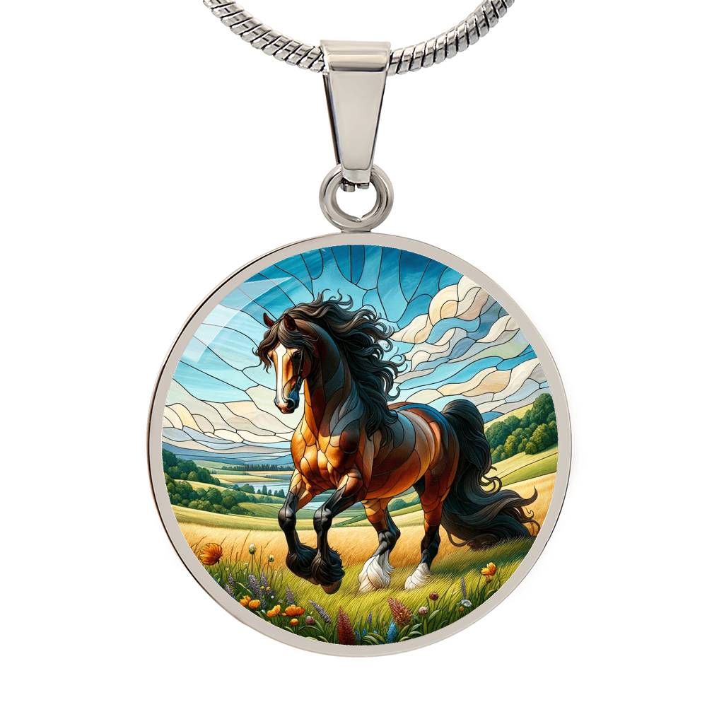 The Majestic Stallion Circle Pendant Necklace