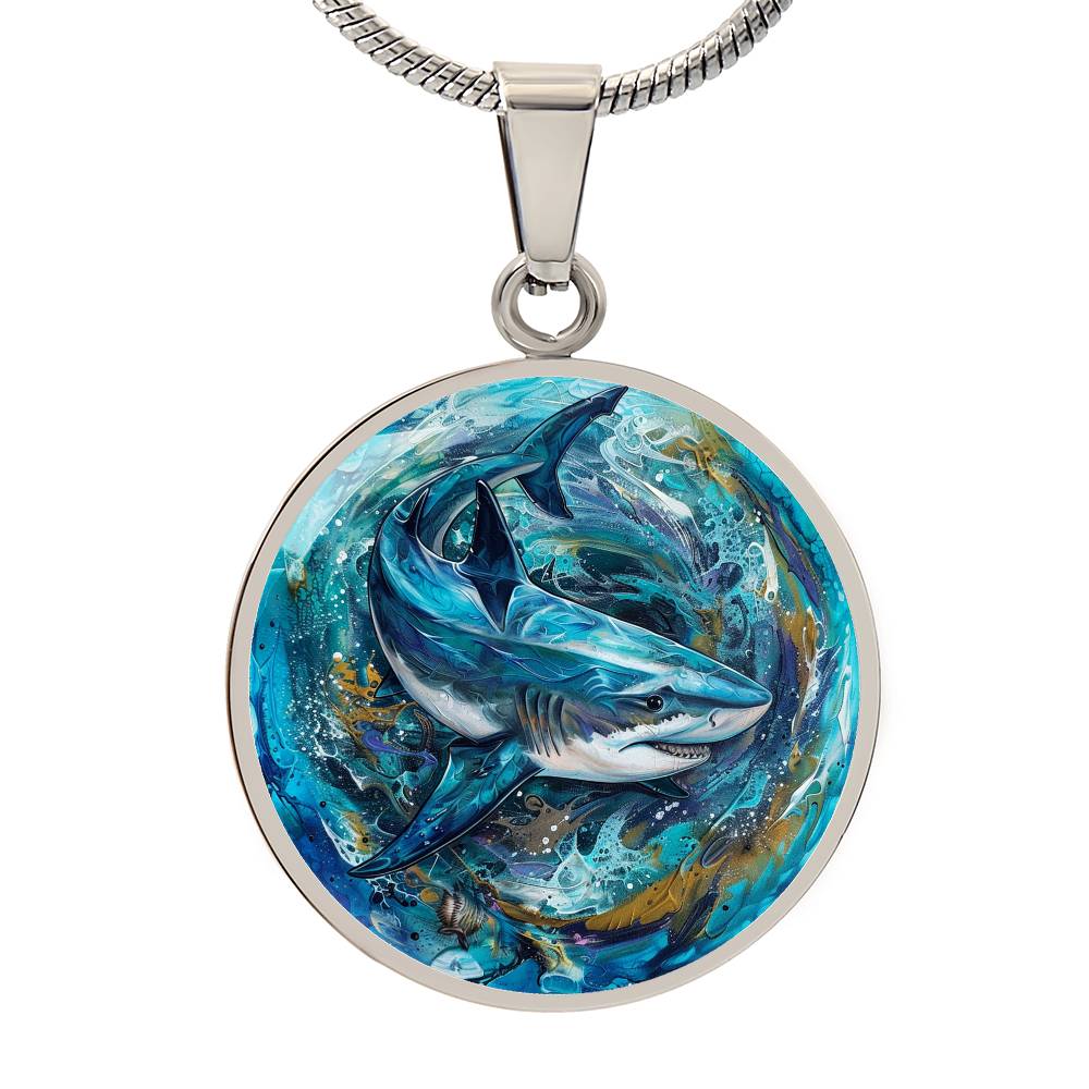 The Swirling Shark Circle Pendant Necklace