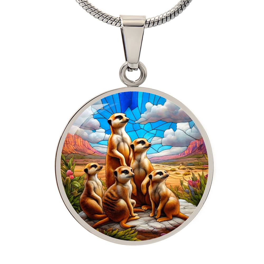 The Meerkat Family Circle Pendant Necklace