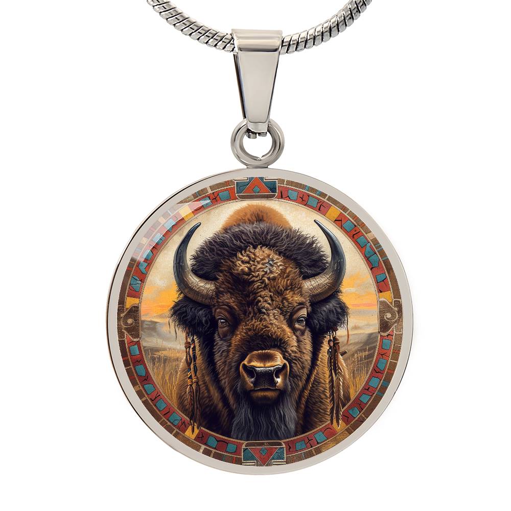 The Sacred Bison Circle Pendant Necklace