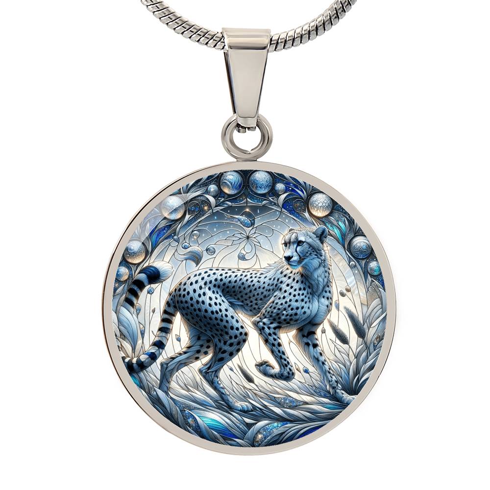 The Celestial Cheetah Circle Pendant Necklace