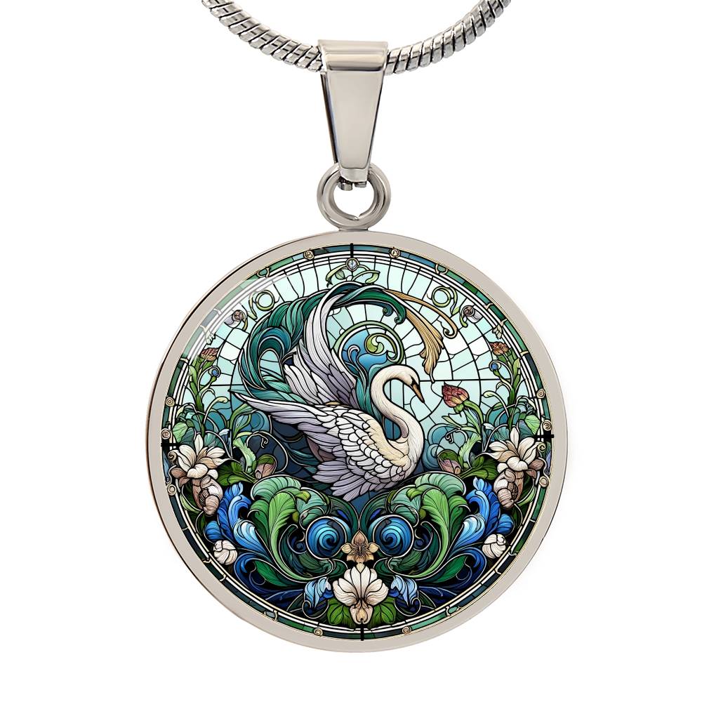 The Garden Swan Circle Pendant Necklace