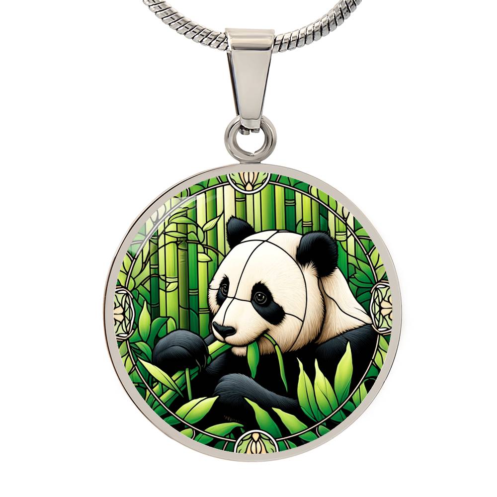 The Peaceful Panda Circle Pendant Necklace