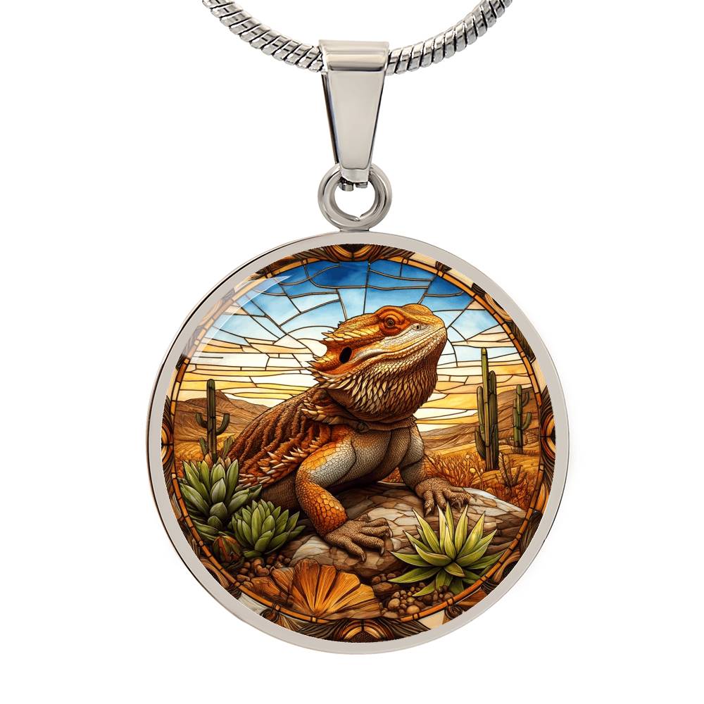 The Bearded Dragon Circle Pendant Necklace