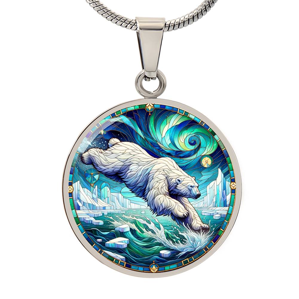 The Arctic Bear Circle Pendant Necklace