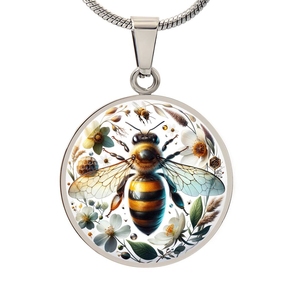 The Honeybee Circle Pendant Necklace